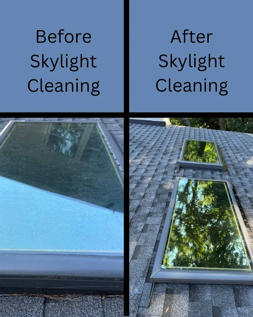 Before and after skylight cleaning